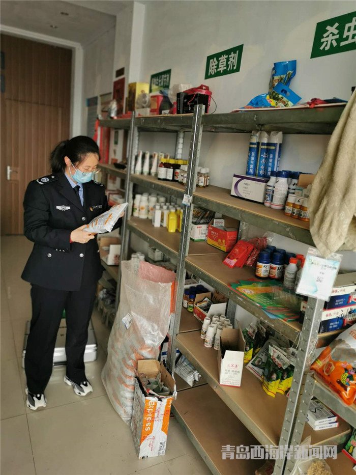 圖為西海岸新區(qū)農(nóng)業(yè)綜合行政執(zhí)法大隊執(zhí)法隊員在查看玉米種子包裝。.jpg